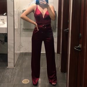 Burgundy Silk Jumpsuit
